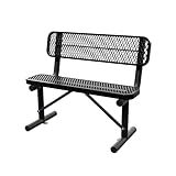 Sunnibety 4 Feet Heavy Duty Metal Park Bench for Outside, Outdoor Bench with Backrest & Portable Frame, Commercial Benches for Shopping Malls, Stores, Parks, Patios, Decks, Black