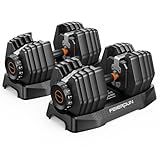 FEIERDUN 15-in-1 Adjustable Dumbbell Set, 5-52.5lb Free Weight Dumbbells, Quick Adjust Weight Set with Non-slip Handles and Tray, Dumbbells for Home Gym Exercise Strength Training, Unisex（Pair）
