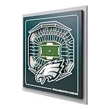 YouTheFan Officially-licensed NFL Philadelphia Eagles Stadium Series 3D Wall Art - multi-layer team stadium replica, detailed sports fan gift, indoor decor