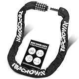 Topcrown Bike Chain Lock 3.2Ft Long High Security Heavy Duty Anti Theft, 5 Digit Combination Resettable Keyless Bicycle Lock for Bike/Electric Scooter/Ebike/Motorcycle(Black)