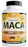 NaturaLife Labs Organic Maca Root – Black, Red & Yellow – 1900 mg per Serving – 150 Capsules – Gelatinized Peruvian Maca – Non-GMO, Gluten-Free, Vegan