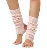 Women Stirrup Leg Warmers 16.9“ Ribbed Knit Stretchy Leg Socks,BalletPink