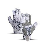 SUJAYU Fishing Gloves - Men & Women's UV Sun Protection Gloves for Kayak, Sailing, Paddling & Rowing (White, X-Large)