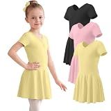 YooAurvox 3 Pack Girl's Ballet Leotards, 3-Color, 6-8 Years