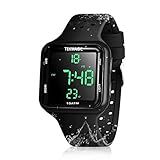 TEKMAGIC 100m Water Resistant Scuba Diving Watch with Stopwatch, Alarm Clock Functions, Dual Time Display, 12/24 Hour Format