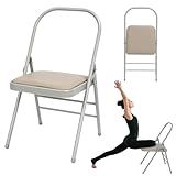 RattanView Yoga Auxiliary Chair with Lumbar Back Support Backless Folding Metal Foldable Flexibility Exercise Chair Balance Handstand Training Tool for Back Pain Relieving Strength Training (Grey)