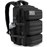 kookoomia 50L Military Tactical Backpack Large Day Backpack for Men Molle Army 3 Days Assault Pack Bug Out Bag Water Resistant and Heavy Duty Hiking Treeking Rucksack - Black
