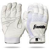 Franklin Sports MLB Baseball Batting Gloves - Shok-Sorb X Batting Gloves for Baseball + Softball - Adult + Youth Padded Non-Sting Batting Glove Pairs - White - Adult Medium