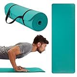 Gaiam Essentials Thick Yoga Mat Fitness & Exercise Mat With Easy-Cinch Carrier Strap, Teal, 72"L X 24"W X 2/5 Inch Thick