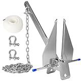 JY PERFORMANCE Boat Anchor Kit for 8-16 ft Boat, 5 lb Galvanized Fluke Anchor Kit with Chain, Rope and Shackles, Boat Anchor for Pontoon, Dinghy, Fishing and Bass Boats