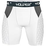 Youper Adult Elite Compression Padded Sliding Shorts w/Cup Pocket for Baseball, Football (White, Medium)