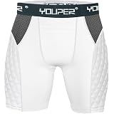 Youper Adult Elite Compression Padded Sliding Shorts w/Cup Pocket for Baseball, Football (White, Medium)