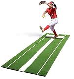 Softball Pitching Mat with Rubber Pitching Mound for Pitchers (Grass)