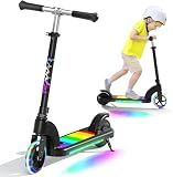 ANHAO Electric Scooter for Kids Ages 6-12(Mainly 6-10), Adjustable Handlebar and Speed, Anti-Slip Deck, Flash Wheel, Toddler Scooter for Kids up to 110 lbs, Max Speed 6 Mph, Gifts for Kids