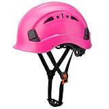Vented Hard Safety Helmet, ABS Work Helmet with Adjustable 6-Point Suspension, ANSI Z89.1 Compliant with Construction, Climbing, and Industrial Use, Pink,KG601