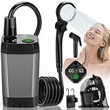 vignuto Portable Shower for Camping, Rechargeable Camping Shower kit with LED Display of Battery Level and Temperature, Lasting-150 Mins, Suitable for Outdoor Shower, Pet Bath, Car Washing