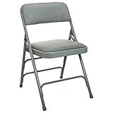 BizChair Grey Padded Metal Folding Chair - Grey 1-in Fabric Seat