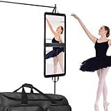 LPHUMEX Foldable Portable Full Length Mirror for Camping, Travel, Dancers, 32x13 Inch, Black, Hanging Folding Mirror for Dance, Full Body Travel Mirror