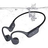 Roujune Bone Conduction Headphones IPX8 Waterproof Swimming Headphones Open Ear Headphones with MP3 Mode 32GB Memory 8H Playtime Bluetooth 5.4 Ear Buds Secure Fit for Running and Fitness (Gray)