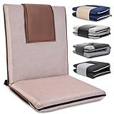 Floor Chair with Back Support 14-Position Adjustable Floor Chair Portable Ground Seating for Adults & Kids Foldable Meditation Seat with Japanese KOYO Bearings & Washable Linen Cover (Coffee)