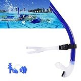 Swim Snorkel for Lap Swimming，No Loud gurgling Noise No Hurt Forehead No Slip Swimming Snorkeling Training for Adult/Youth,Swimmer Snorkle Center Mount Snorkel One-Way Purge Valve