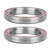 HilBeliFU 2Pcs Headset Bearings, 41.8mm Double Sealed Bicycle Headset Bearing, Lightweight Steel Scooter Headset Bearings for Heavy Duty Mountain Bikes, Road Bicycles, 45 Degree