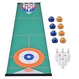 Colatop 3-in-1 Tabletop Game Curling, Shuffleboard and Bowling Game, Portable Family Game for Friends Adults, Easy to Set Up Desktop Indoor Outdoor Fun 47 inch