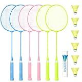 AboveGenius Lightweight Badminton Set, 6 Rackets with 6 Nylon Birdies