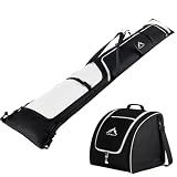 GoHimal Ski Bag & Boot Bag Combo, Padded Ski Carrier Black & White