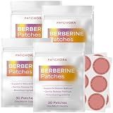 Patchora Wellness Berberine Patches – 4 Pack (120 Patches) – Body Care Patches Suitable for Men and Women's - Wearable Lifestyle Support – Plant-Based Daily Routine Patch – 120 Day Supply