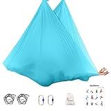 SKYPHAROS 5.5 Yards Aerial Silks Yoga Swing Set - Aerial Yoga Hammock Kit Anti-Gravity Flying for Fitness, Low/Non Stretch Nylon Tricot Fabric Hardware Included for Dance