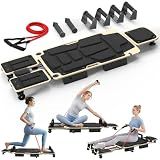 RevFit Pilates Board Reformer for Home Workout, Pilates Equipment with Dual & Split Foot Pads, Smooth Sliding Rail System, Adjustable Headrest for Heights 3'7"–6'3", Core & Full-Body Training, 35"