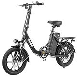 Gotrax NEPHELE 16" Folding Electric Bike, Max Range 28Miles(Pedal-assist) &15.5Mph Power by 350W Motor, Front Suspension&Adjustable Seat and Handlebar, Commuter Electric Bicycle for Adults/Teens Black