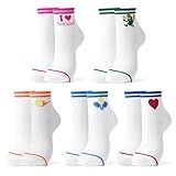 Jeasona Pickleball Socks for Women Pickleball Gifts for Women Pickle Ball Lovers- 5 Pairs Funny Cotton Ankle Socks with Arch Support, Athletic Socks US Size 6-9
