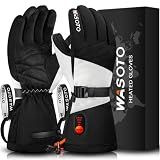 WASOTO Heated Gloves for Men Women Rechargeable Heated Ski Gloves(Black,L)
