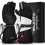 Heated Gloves for Men Women 7.4V Battery 22.2Wh Rechargeable Touchscreen Waterproof Electric Heated Gloves for Winter Outdoor Work Skiing Hiking Camping (Black, L)