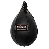 Pro Impact Speedbag Black - Heavy Duty Synthetic Leather Hanging Swivel Punch Bag for Boxing MMA Muay Thai Fitness Fighting Sport Training - Synthetic Genuine Leather (Black, XS - 5"x7")