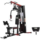 Fitvids Home Gym, Workout Equipment with Leg Press, Exercise Equipment for Home with Pulley System, Home Gym Equipment for Full Body Strength Training, Preacher Curl and Leg