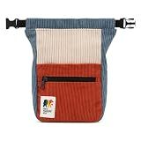 Oso Supply Co - Retro Corduroy Bouldering Bucket, Large Size Freestanding Chalk Bag for Rock Climbing, Magnetic Roll Down Closure, Dual Brush Loops, Zippered Pockets and Pouch (Blue, Clay and Cream)