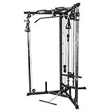 Valor Fitness Cable Machine - 200lb Plate Loaded Crossover Station with Pull Up Bar, 17 Adjustable Pulley Positions with Handles - Strength Training Workout Equipment