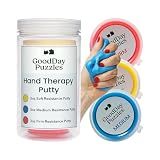 GoodDay Puzzles Hand Therapy Putty 3 Piece Set - Hand Strengthening & Stress Relief Putty for Grip, Finger & Wrist Exercises, Sensory Therapy Putty for Adults