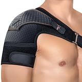 FIGHTECH Rotator Cuff Shoulder Brace for Men and Women - 2 Sizes - Shoulder Support - Pain Relief - Copper Black - Medium/Large (Chest 35-48" Bicep 12-17")
