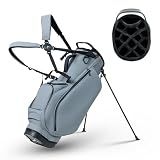 uniHimal Premier 14-Way Golf Stand Bag, Lightweight Leather for Men Classic Gray