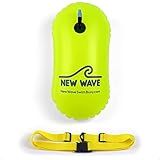 New Wave Swim Bubble for Open Water Swimmers and Triathletes - Be Bright, Be Seen & Be Safer with New Wave While Swimming Outdoors with This Safety Swim Buoy Tow Float (Fluo Green)