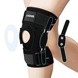 ANDMR Knee Brace with Removable Dual Side Hinged Stabilizers & Patella Gel Pads, Meniscus Tear Knee Pain ACL MCL Injury Recovery Adjustable Knee Support for Men and Women (Medium (11.8"-17.3"))