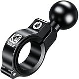 BRCOVAN Aluminum Alloy Handlebar Mount Base with 1'' TPU Ball for Round Rail Diameter 0.5'' 0.87'' 1'' 1.125'' 1.26'', Compatible with RAM Mounts B Size 1 Inch Ball Double Socket Arm