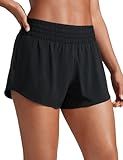 CRZ YOGA High Waisted Running Shorts for Women 2.5" - Mesh Liner Quick Dry for Sport Athletic Workout with Zipper Pocket Black Medium