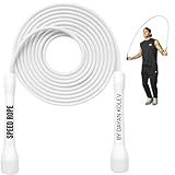 Swissskip Speed Jump Rope by Dayan Kolev, 5mm PVC Skipping Rope, for Beginners and Advanced Athletes, Ideal for Fitness, Cardio, Boxing & CrossFit, Adjustable length with Unbreakable Handles (White)