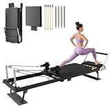 MU 91.5" Foldable Pilates Reformer Machine with Jump Board & Dual Resistance – Adjustable Reformer Pilates Machine for Full-Body Home Workout, 500 lbs Capacity, Up to 6'9" Height Friendly. Black
