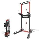 ONETWOFIT Foldable Power Tower Pull Up Bar Station, Multi-Function Adjustable Height Dip Station for Home Gym Workout, Strength Training Fitness Equipment, Pull up Stand 600LBS